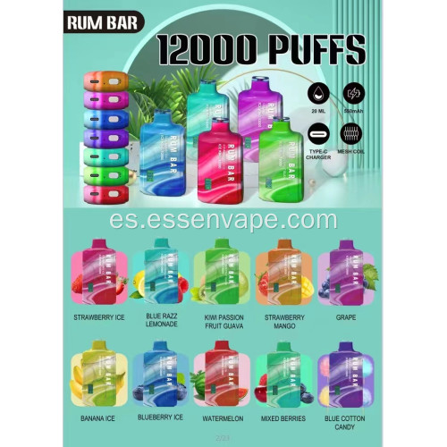 Banana Ice Rum Bar 12000 Puffs mejores sabores